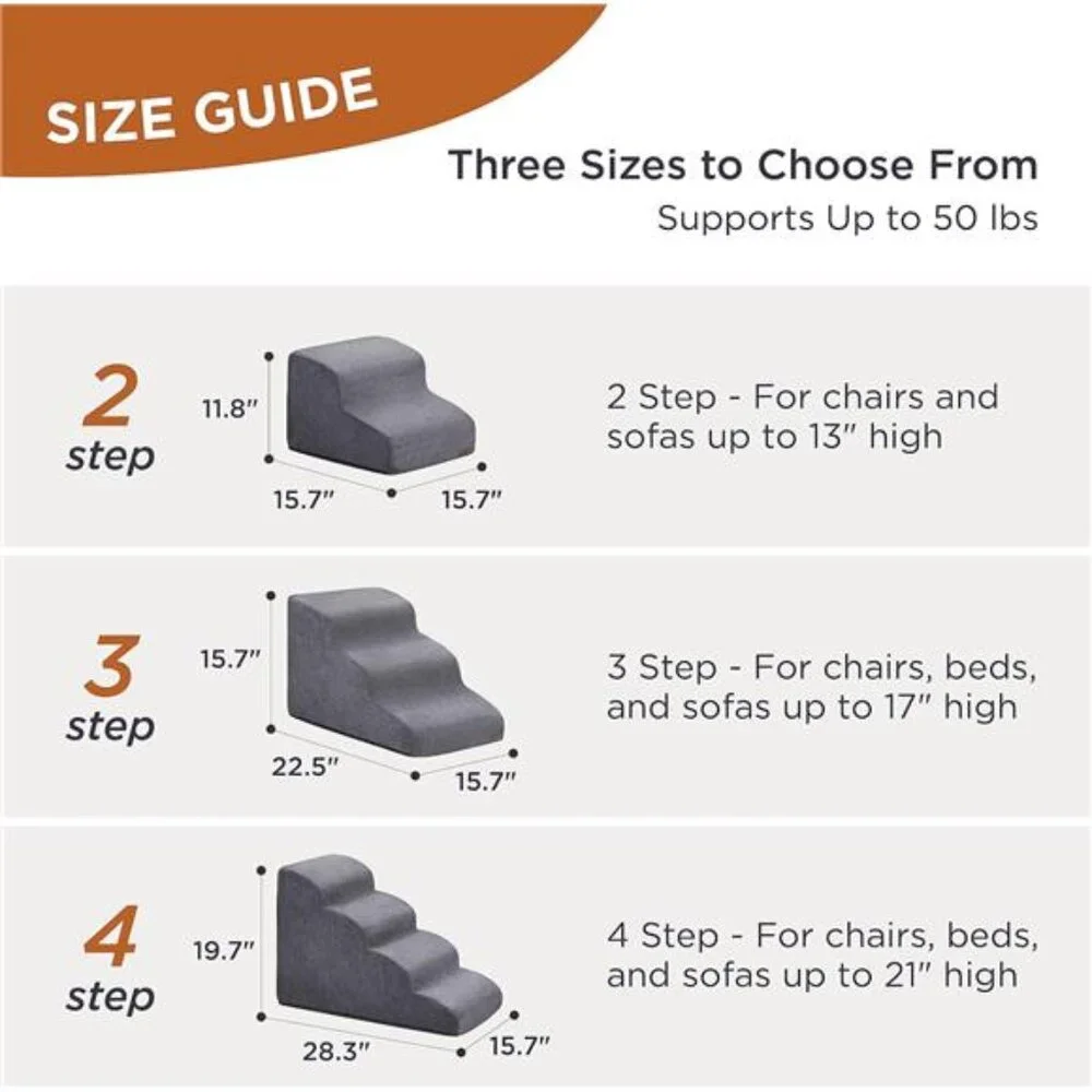 Dog Stairs for Small Dogs - Dog Ramp for High Beds and Couch with Certified Foam